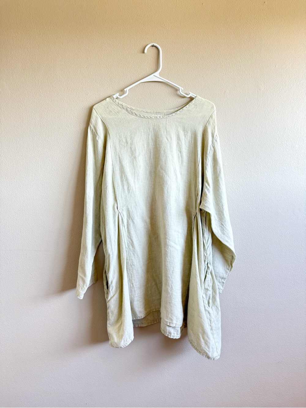 Vintage FLAX Light Yellow Linen Dress